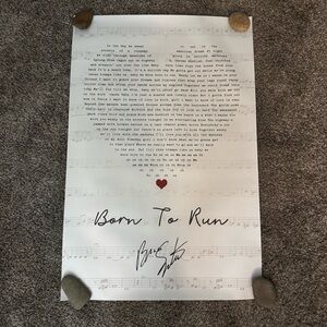Bruce Springsteen Born To Run 36x24 Music Lyric Poster